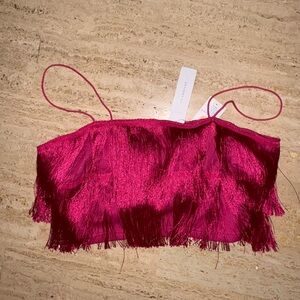NWT Disco Cowgirl inspired tassel/fringe pink Crop Top
